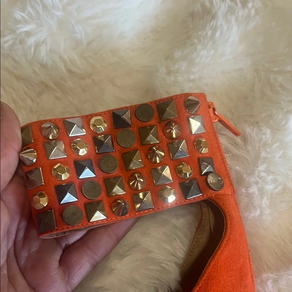 Jeffrey Campbell Orange Suede Studded Platform Heels 9